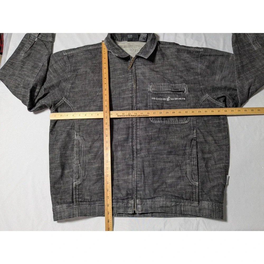 VTG ROCAWEAR Men‎ 2XL Black Heather Denim  Full Zip Jean Jacket
